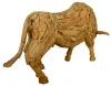Product image 2 of the product “Standing Bull, with his massive head down. Artistic made made from single teak wood pieces. The head is carved wood. About 220cm length. ”